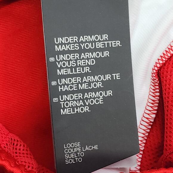 NEW Under Armour Pants Womens S Red White UA Knit Warm Up Team Zip Ankle Gym - Picture 5 of 16